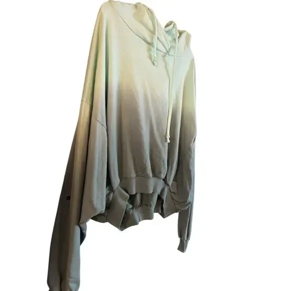 Young Fabulous & Broke Raissa Aqua Dip Hoodie Wm M/L Dolman Snap Long Sleeve - Picture 4 of 6